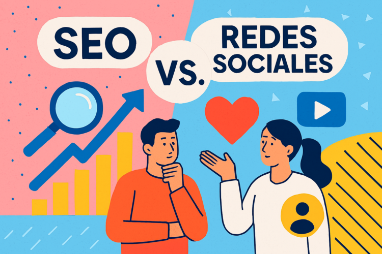 Ilustración de SEO vs. redes sociales