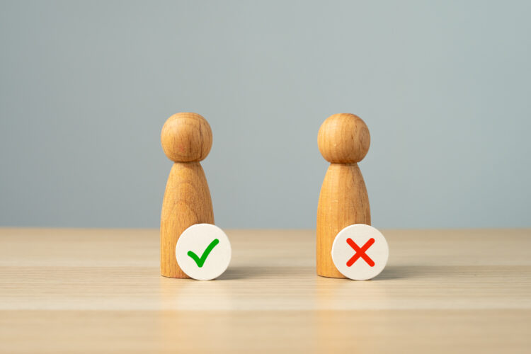 Acceptance and rejection of candidates.